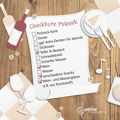 Was gehört neben einem guten Wein noch auf die Picknick-Checkliste?